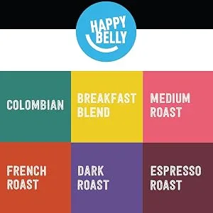 Amazon Brand - 96 Ct. Happy Belly Dark Roast Coffee Pods, Compatible with K-Cup Brewer - varieties