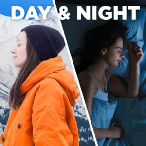 Amazon Basic Care Vapor Ice Daytime and Nighttime Severe Cold and Flu, Coated Caplets, Combo Pack, 48 Count 48 Count (Pack of 1) - Day and Night Relief