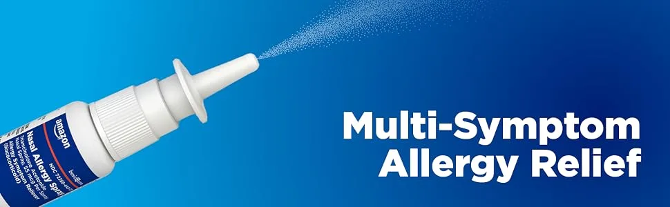 Amazon Basic Care Multi-Symptom, Triamcinolone Acetonide Nasal Allergy Spray, 55 mcg per Spray, White, 1.14 Fl Oz 1.14 Fl Oz (Pack of 1) - Multi-Symptom Allergy Relief