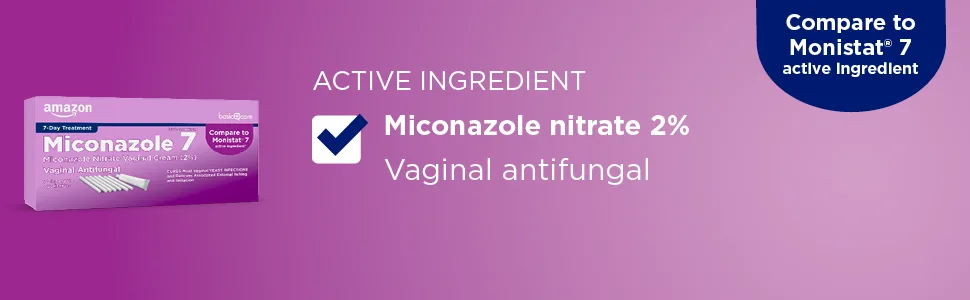 Amazon Basic Care Miconazole 7, Miconazole Nitrate Vaginal Cream (2%), Vaginal Antifungal, 7-Day Treatment , White , 1.59 Ounce (Pack of 1) - basic care Miconazole Nitrate vaginal cream 2% with disposable applicators