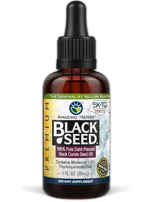 Amazing Herbs Black Seed Oil - Cold Pressed - Premium - 1 fl oz 1 Fl Oz (Pack of 1) - cumin seed