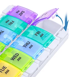 AM PM Weekly 7 Day Pill Organizer, Sukuos Large Daily Pill Cases Pill Box with Easy Push Button Design for Pills/Vitamin/Fish Oil/Supplements - product information 10