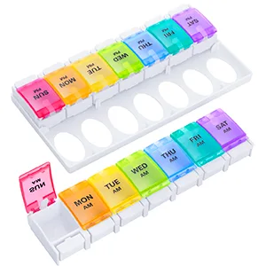 AM PM Weekly 7 Day Pill Organizer, Sukuos Large Daily Pill Cases Pill Box with Easy Push Button Design for Pills/Vitamin/Fish Oil/Supplements - product information 12