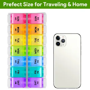 AM PM Weekly 7 Day Pill Organizer, Sukuos Large Daily Pill Cases Pill Box with Easy Push Button Design for Pills/Vitamin/Fish Oil/Supplements - product information 8
