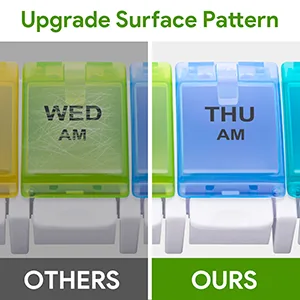 AM PM Weekly 7 Day Pill Organizer, Sukuos Large Daily Pill Cases Pill Box with Easy Push Button Design for Pills/Vitamin/Fish Oil/Supplements - product information 9