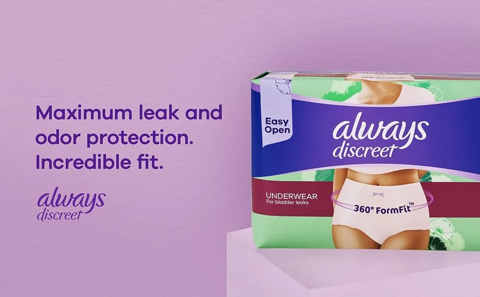 Always Discreet, Incontinence & Postpartum Underwear For Women, Size Small/Medium, Maximum Absorbency, Disposable, 32 Count - Maximum leak and odor protection. Incredible fit.