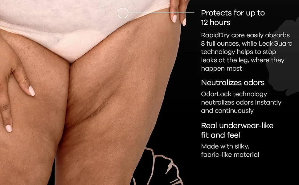 Always Discreet Boutique, Incontinence & Postpartum Underwear for Women, Maximum Protection, Peach, Large, 18 Count L 18 Count (Pack of 1) - Protects up to 12 hours, neutralizes odors, real underwear-like fit and feel
