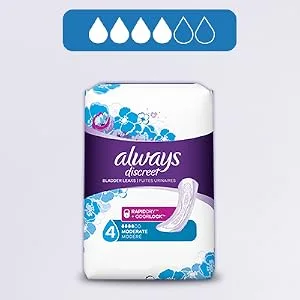 Always Discreet Boutique, Incontinence & Postpartum Pads For Women, Size 6, Extra Heavy Absorbency, Long Length, 40 Count - Also try out Always Discreet Mainline Pads, ideal for frequent leaks.