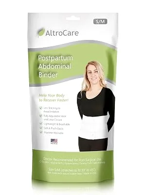 AltroCare 3 Panel, 9" Postpartum Abdominal Binder & Belly Band. Size S/M stretches to fit 30" to 45". Small/Medium (Pack of 1) - Binder on mom