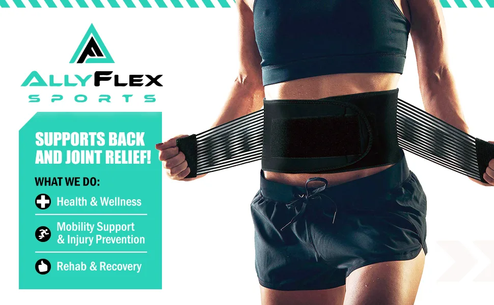 AllyFlex Sports - Small Back Brace for Women and Men, Cooling Fabric Lumbar Support Belt, Ergonomic Compression Brace for Back Support (X-Small/Small) - lower back brace,lower back support,back brace for heavy lifting,back braces