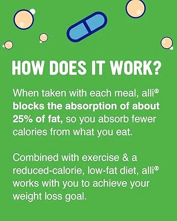 alli Diet Weight Loss Supplement Pills Non prescription weight loss aid 60 count(Pack of 1) - How does it work?