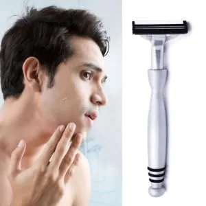 All Metal Heavyweight Chrome ATRA Compatible Twin Blade Razor & 10 Personna Pivot Plus Blades - Taconic Shave