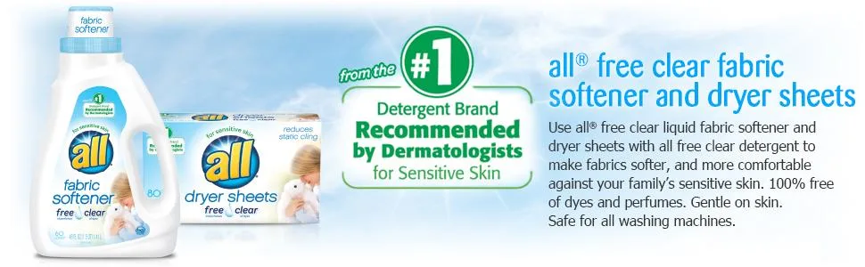 all Liquid Fabric Softener, Free Clear for Sensitive Skin, 48 Fluid Ounces, 60 Loads Fabric Softener 48 Fl Oz (Pack of 1) - fabric softener, dryer sheets, make fabrics cleaner, softer, more comfortable, dye perfume free
