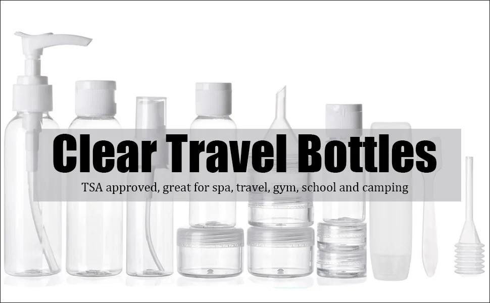 ALINK 16pcs Travel Size Toiletry Bottles Set, TSA Approved Clear Cosmetic Makeup Liquid Containers with Zipper Bag - product information 3