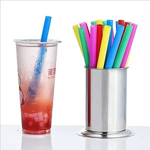 ALINK 100 Extra Large Plastic Bubble Tea Smoothie Straws, 1/2" Wide X 8 1/2" Long Wide Boba Straws 12mm Extra Wide - 55ut