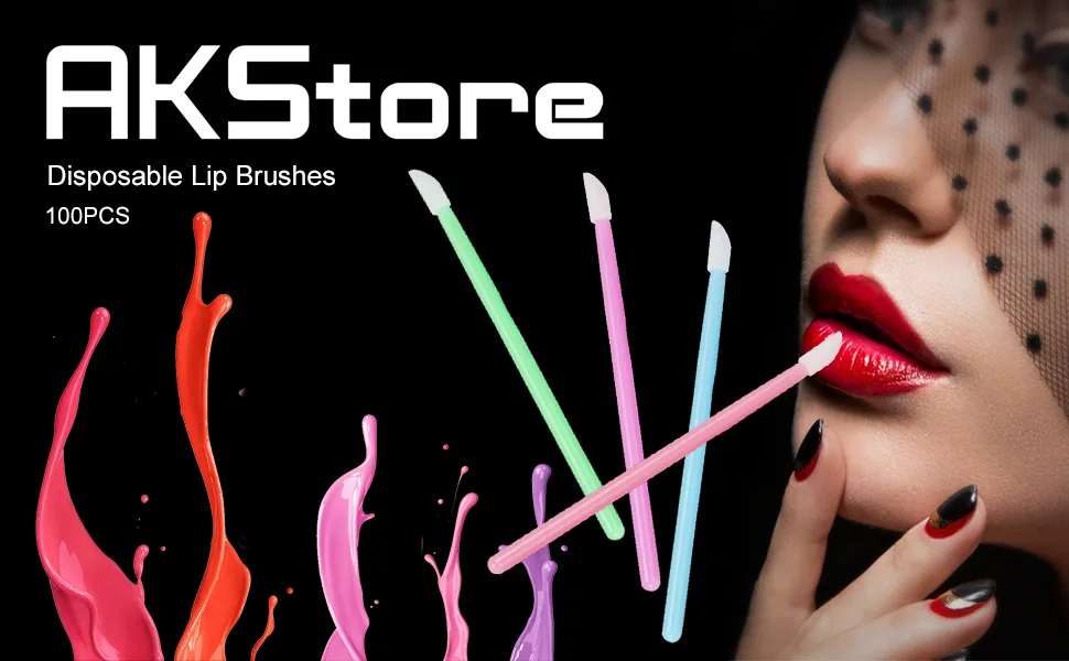 AKStore 200 Pcs Disposable Lip Brushes Make Up Brush Lipstick Lip Gloss Wands Applicator Tool Makeup Beauty Tool Kits Pink - product information 1