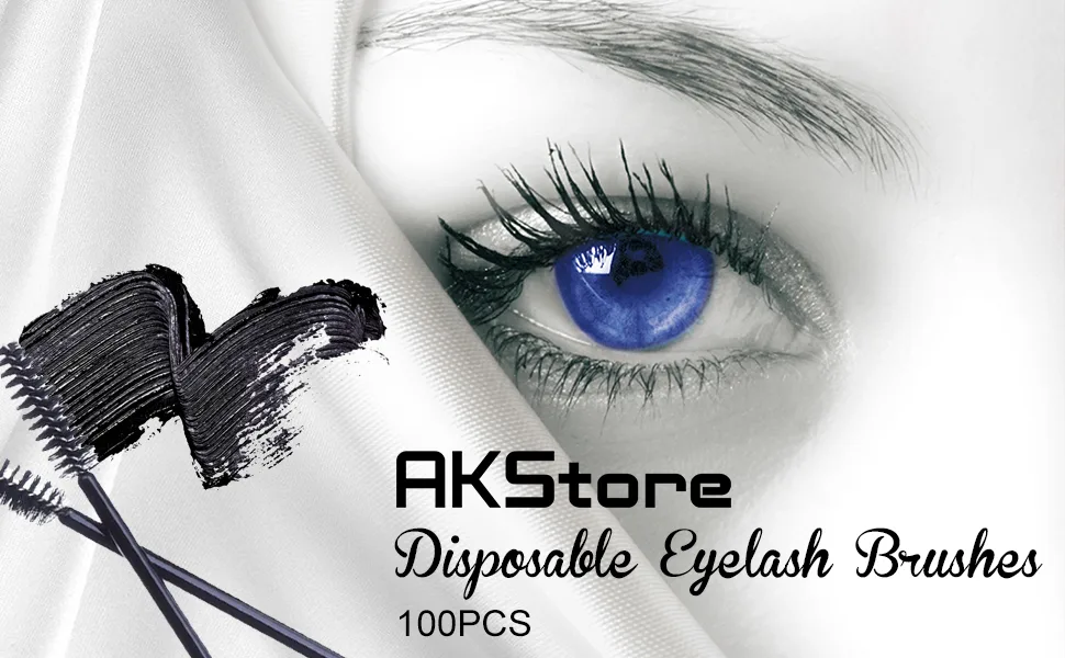 AKStore 200 PCS Disposable Eyelash Brushes Mascara Wands Eye Lash Eyebrow Applicator Cosmetic Makeup Brush Tool Kits (White-Pink) White Pink - eyelash brush black-1