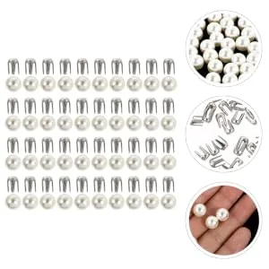 Anneome Decorative Rivets 150 Sets Pearl Claw Nails White Button Down Pearls Round Rivets Pearl Rivets Studs Clothing Mold 0.5X0.5X0.5CM White - product information 2