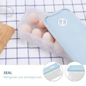 1pc Box Egg Storage Box Eggs Egg Holder for Refrigerator Household Kitchenware Earth Tones re-usable Blue 24x11.5cm - product information 1