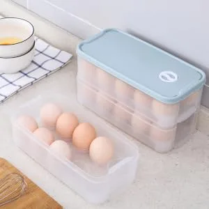 1pc Box Egg Storage Box Eggs Egg Holder for Refrigerator Household Kitchenware Earth Tones re-usable Blue 24x11.5cm - product information 6