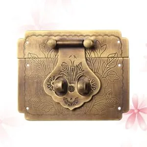 CHILDWEET Menorah Box Decorative Cabinet Decked Pure Copper Latch Pirate Vintage Hardware Cleat Lock Old Fashioned Retro Decor 6.5*5.2cm As Shown - product information 2