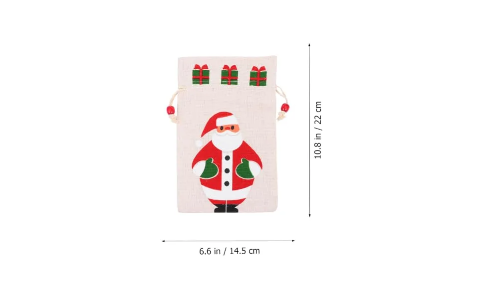 SEWOART 6pcs Pack Christmas Drawstring Bag Printing Cotton Bag 15x23cm Assorted Color 3 - product information 4