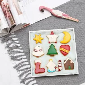 FELTECHELECTR 5pcs Christmas Die Cutting Snowflake Cookie Candy Chocolate Baking Accessory Stainless Steel Props - product information 1