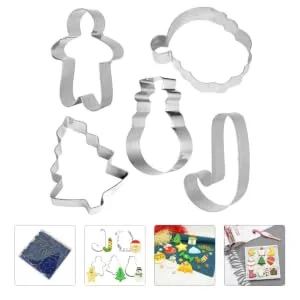 FELTECHELECTR 5pcs Christmas Die Cutting Snowflake Cookie Candy Chocolate Baking Accessory Stainless Steel Props - product information 2