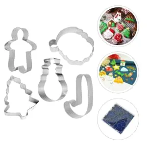 FELTECHELECTR 5pcs Christmas Die Cutting Snowflake Cookie Candy Chocolate Baking Accessory Stainless Steel Props - product information 3