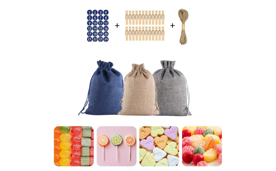 BCOATH 1 Set Christmas Bag Candy Bags Drawstring Bags Candy Storage Pouches Pocket Calendar 14X10X1cm Assorted Color 01 - product information 1