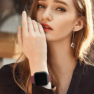 AK Silicone Bands Compatible with Fitbit Versa 2 / Fitbit Versa/Versa Lite/Versa SE Bands for Women Men, Classic Soft Straps Replacement Sport Wristbands for Fitbit Versa 2 Smart Watch (Black) - fitbit versa 2 band wine red