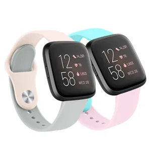 AK Silicone Bands Compatible with Fitbit Versa 2 / Fitbit Versa/Versa Lite/Versa SE Bands for Women Men, Classic Soft Straps Replacement Sport Wristbands for Fitbit Versa 2 Smart Watch (Black) - mix and match