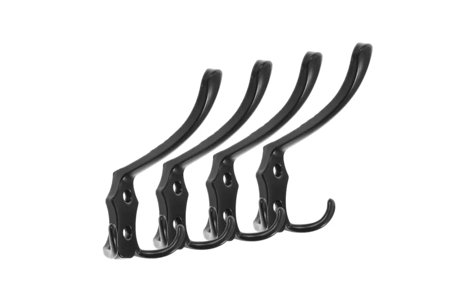 JOINPAYA Black Metal Hangers 4pcs Clothes Hook Coat Hangers Bathroom Hook Multi Hanger Wall Storage Hook Towel Closet Door - product information 5