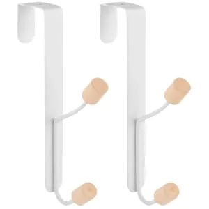 Outanaya 2pcs No Punching Door Hook Entryway Wall Hanger Metal Hanging Hooks Double Flowerpot Clothing Iron - product information 3