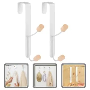Outanaya 2pcs No Punching Door Hook Entryway Wall Hanger Metal Hanging Hooks Double Flowerpot Clothing Iron - product information 4