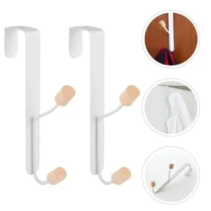 Outanaya 2pcs No Punching Door Hook Entryway Wall Hanger Metal Hanging Hooks Double Flowerpot Clothing Iron - product information 6