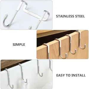 NAMOARLY 6pcs Back of Door Hooks Hat Wall Hooks Kitchen Cabinet Hooks S Hook Stainless Steel Cupboard - product information 2