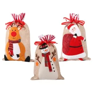 Gogogmee Party Snack Pouch 3 Pcs Christmas Storage Bag Candy Bags Gobstoppers Candy Christmas Drawstring Bag Decorative Items 30X18CM Assorted Color - product information 1