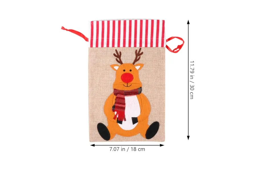 Gogogmee Party Snack Pouch 3 Pcs Christmas Storage Bag Candy Bags Gobstoppers Candy Christmas Drawstring Bag Decorative Items 30X18CM Assorted Color - product information 4