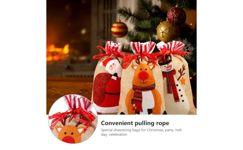 Gogogmee Party Snack Pouch 3 Pcs Christmas Storage Bag Candy Bags Gobstoppers Candy Christmas Drawstring Bag Decorative Items 30X18CM Assorted Color - product information 5