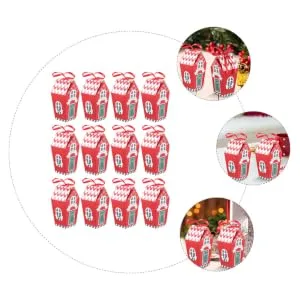 Anneome 20pcs Box Nougat Box Christmas Candy Christmas Biscuit Bags Chocolate Case Christmas Box Delicate 19.5X9.5CM Red - product information 3