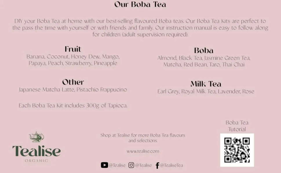 Tealise Instant Boba Tea Powder Rose Milk Tea Latte Bubble Tea Mix 150g - Boba Tea post card