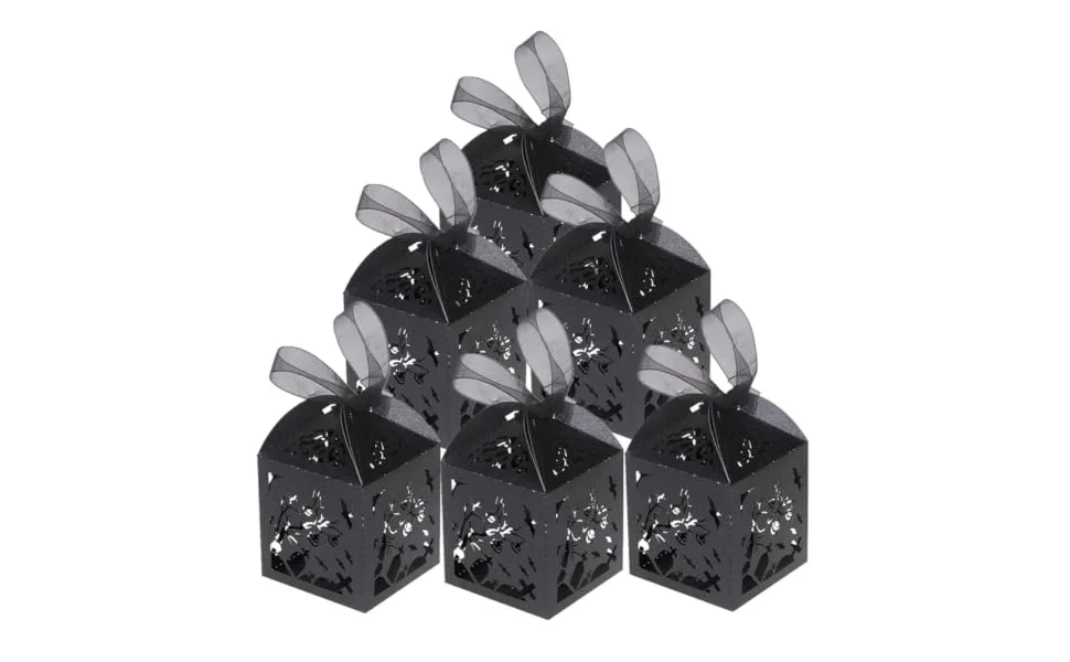 Anneome 50pcs box Black Style Creative Hollow Candy Can Exquisite Container Halloween Branch - product information 7