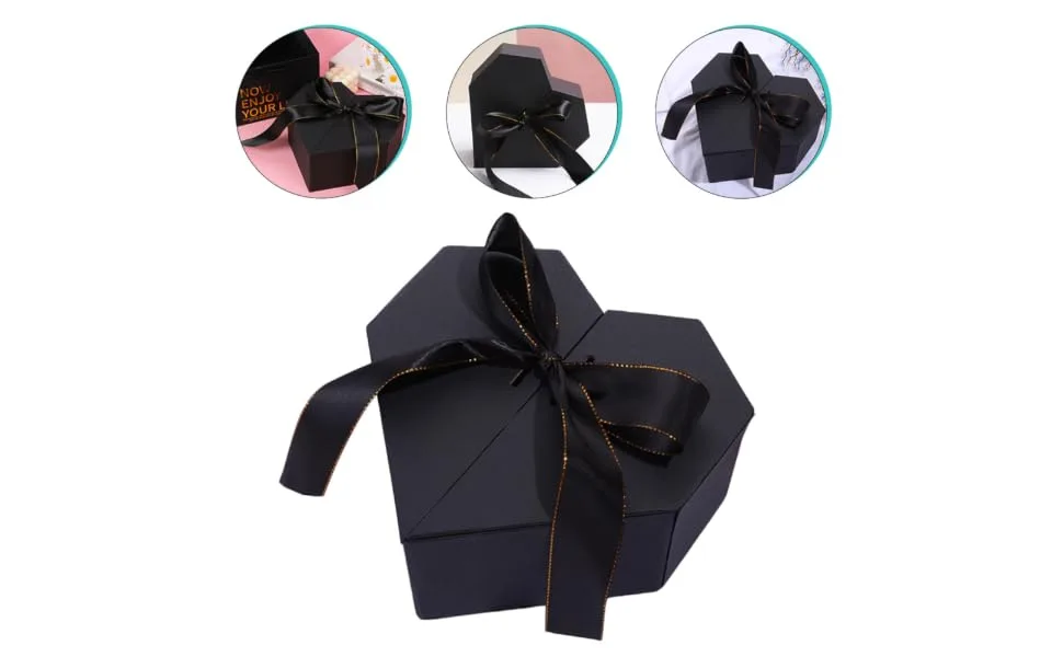 FUNOMOCYA Box Valentine Romantic Wrapping Decorative Aging Birthday Case Ribbon Heart-shaped - product information 2