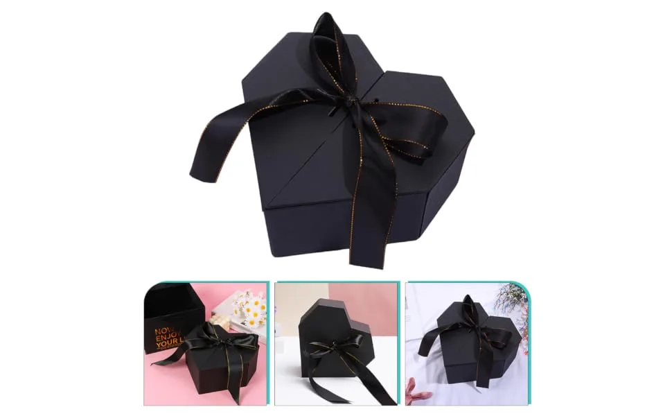 FUNOMOCYA Box Valentine Romantic Wrapping Decorative Aging Birthday Case Ribbon Heart-shaped - product information 3