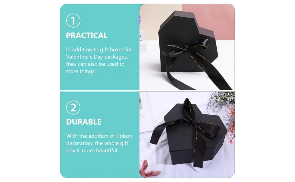 FUNOMOCYA Box Valentine Romantic Wrapping Decorative Aging Birthday Case Ribbon Heart-shaped - product information 5