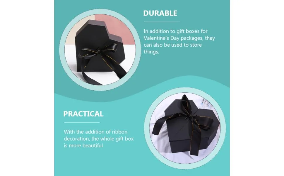 FUNOMOCYA Box Valentine Romantic Wrapping Decorative Aging Birthday Case Ribbon Heart-shaped - product information 6