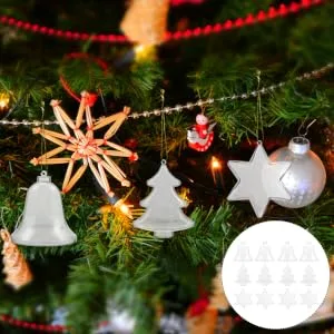 Anneome 12pcs Christmas Decoration Ball Ornament Candy Container Clear Christmas Ball Tree Shape Box - product information 2
