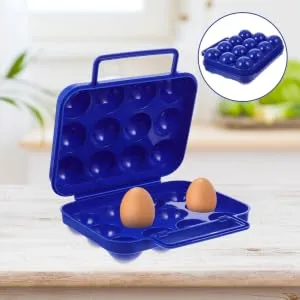 Hohopeti 2pcs Portable Egg Carton Plastic Storage Bin Stackable Egg Holder Refrigerator Organizer Travel Tray - product information 2