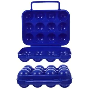 Hohopeti 2pcs Portable Egg Carton Plastic Storage Bin Stackable Egg Holder Refrigerator Organizer Travel Tray - product information 5